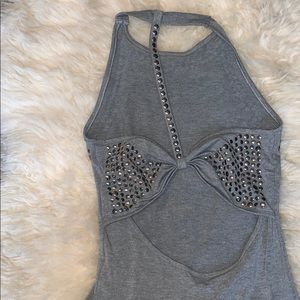 Grey studded bodysuit
